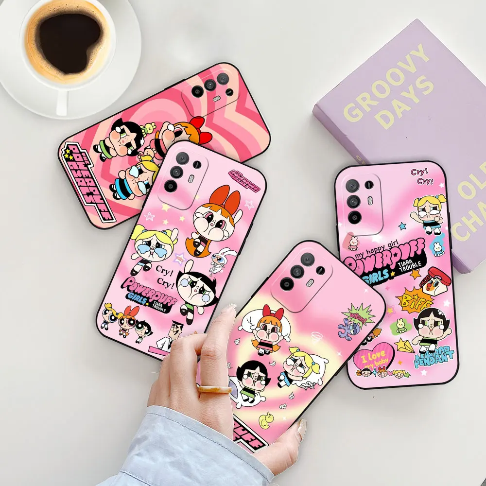 Cartoon The P-Powerpuff Girls Case For OPPO A98 A94 A93 A92 A78 A76 A74 A73 A60 A58 A57 A55 A54 A53 A38 A31 A17 A16 A15 A9 Case