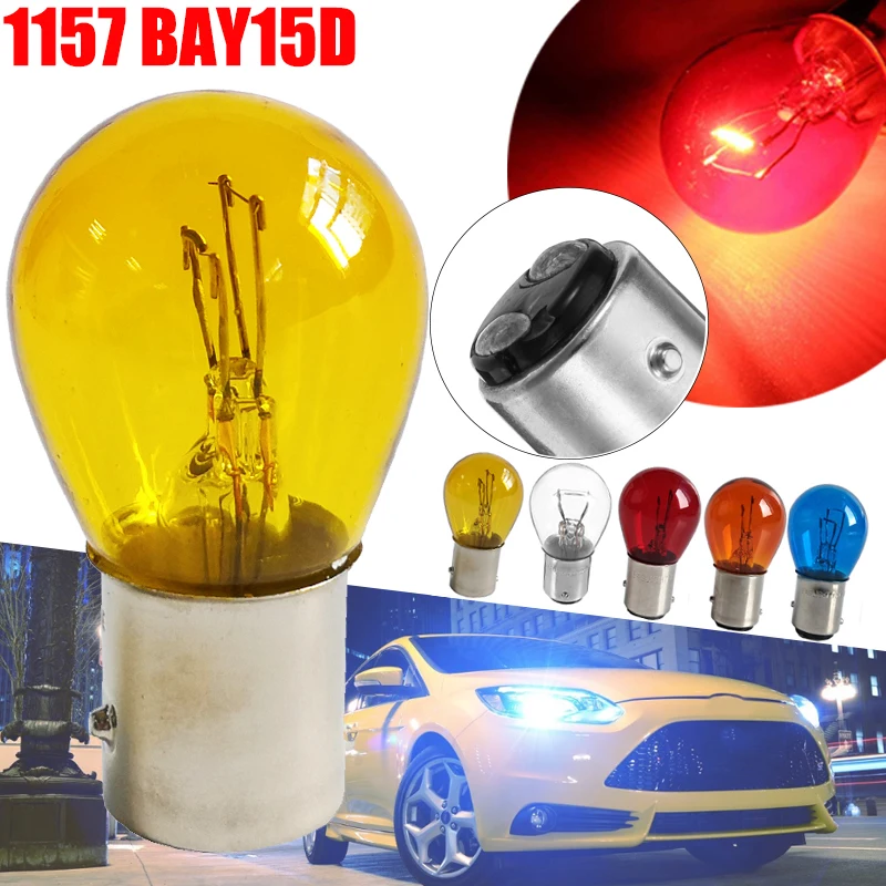 10Pcs/Set 1157 BAY15D Car Indicator DC 12V Clear/Amber/Yellow/Blue/Red Halogen Lamp Bulbs Brake Reverse Turn Lamp Parking Light