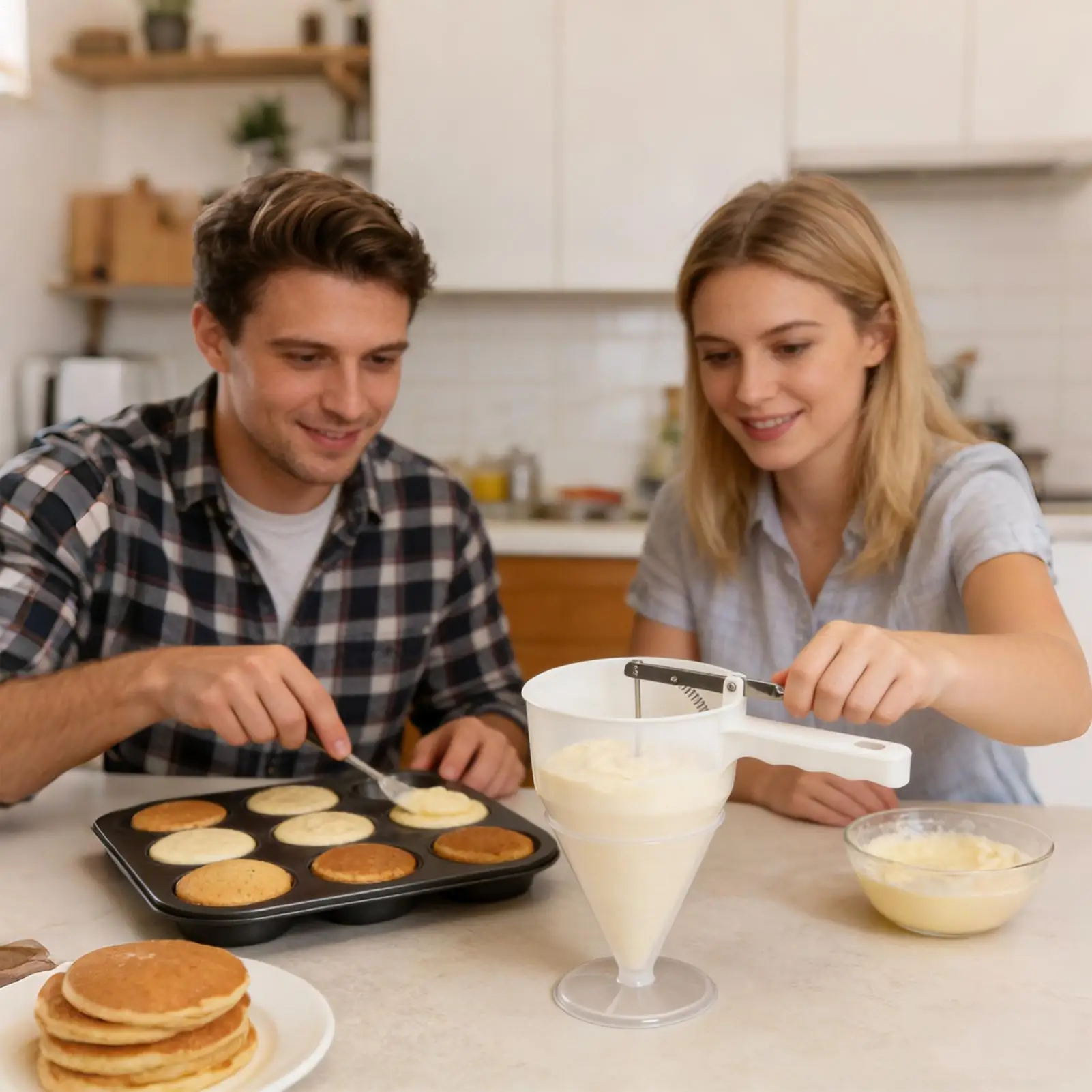 Pancake Dispenser 1200ml Funnel Pourer Tool With Base Pancake Mix Dispenser For Home Kitchen Breakfast Dessert Cookie Muffin