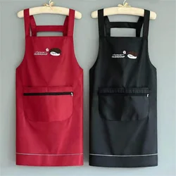 New Thickened Waterproof Apron Double Back Shoulder Fashion Home Kitchen Cooking Printed Gift Men And Women Work Clothes Waist