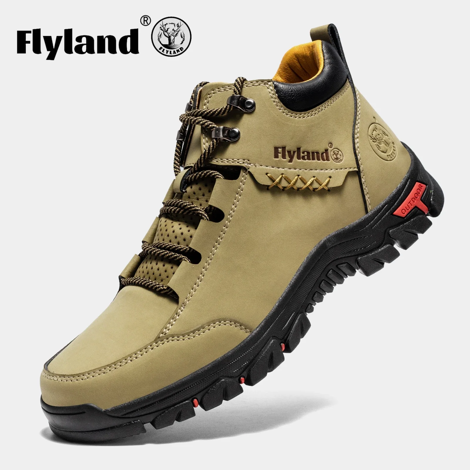 FLYLAND Fashion Men Dress Boots Male Split Leather Shoes Casual Handmade Shoes Luxury Men Ankle Boots