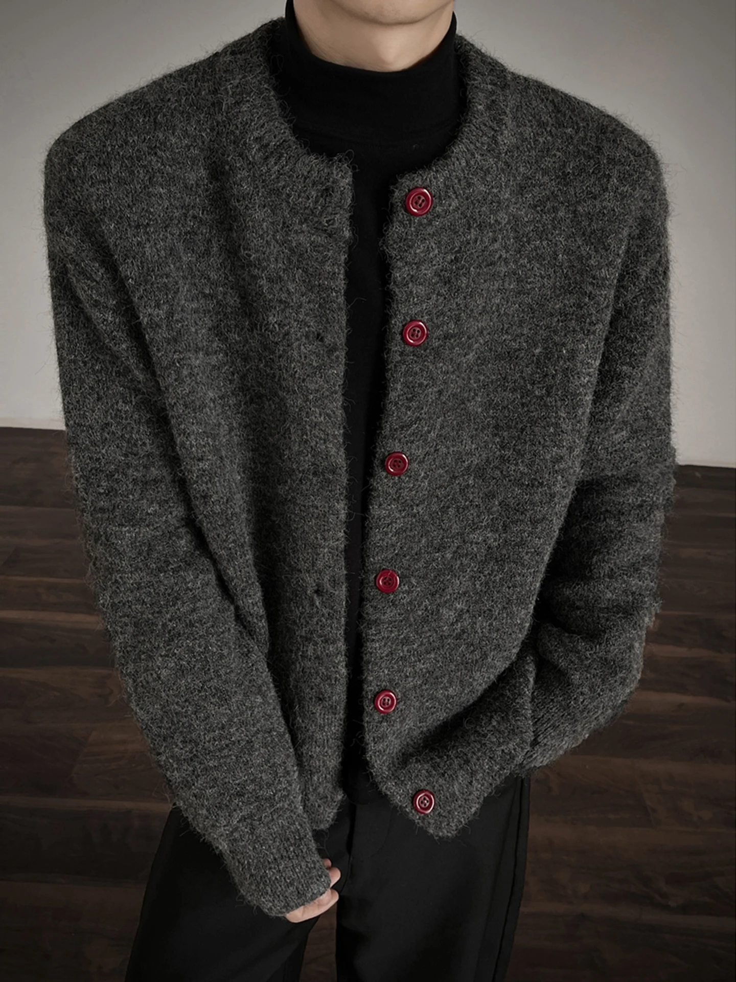 

Корейский простой открытый кардиган-свитер для мужчин, новый теплый свободный повседневный вязаный свитер для пар, для студентов и молодежи