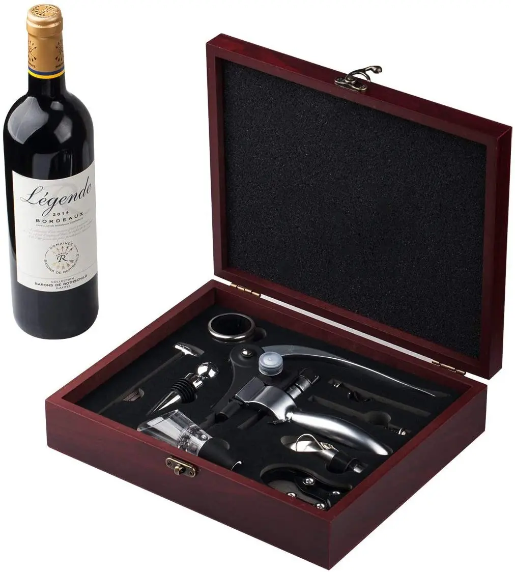 

High-grade Zinc Alloy Red Wine Opener Rabbit Shaped Wine Corkscrew Set With Wooden/Leather Box For Friend and Family