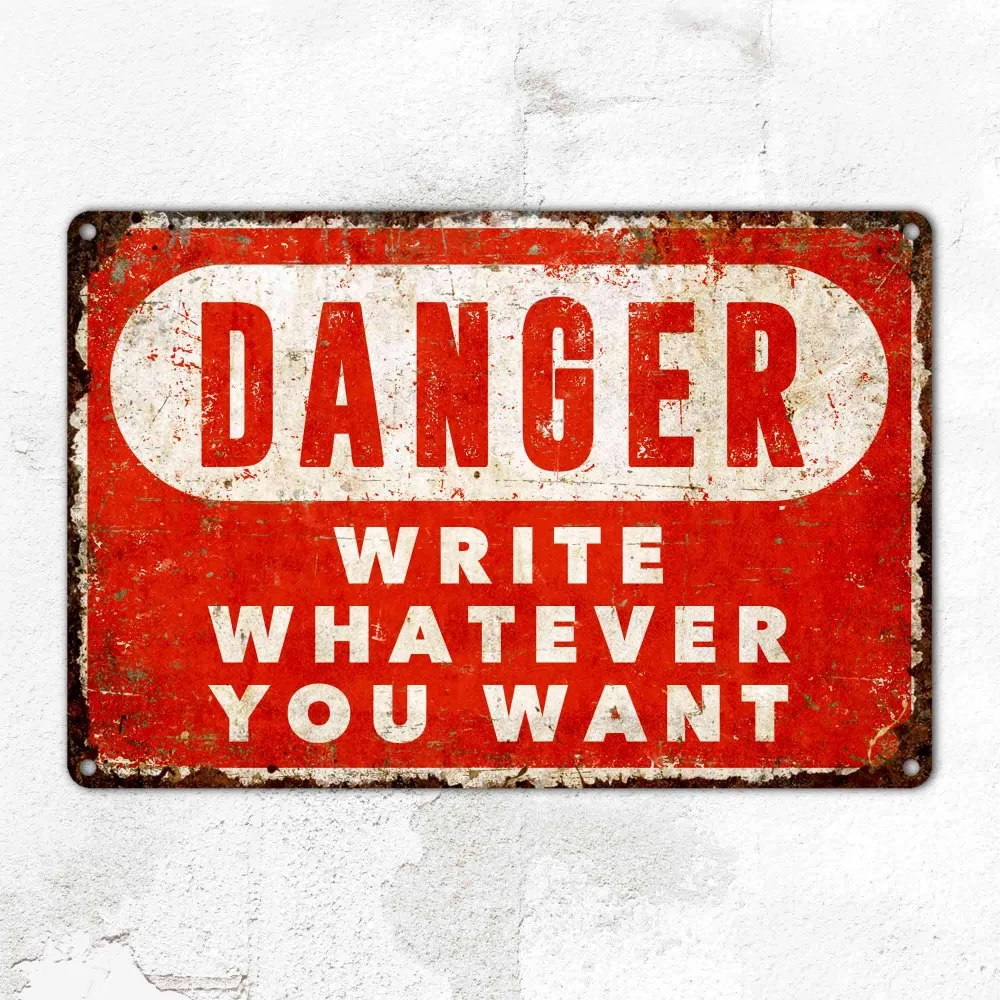 CIFbuy [2D Flat] Custom Metal Plaque, Distressed Danger Warning Custom Text Wall Sign, Novelty Home Bar Gift (Only For Decoratio