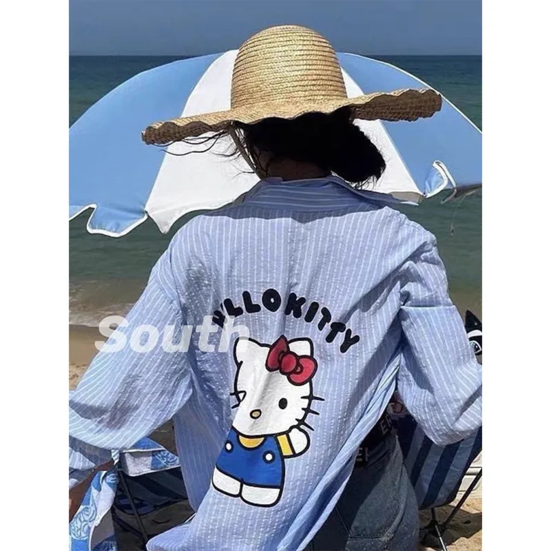 Miniso Sanrio Hello Kitty Y2k Clothing Korean Fashion Causal Short Sets Beach Shirts & Blouses Y2k Style 2Piece Set Women Outfit