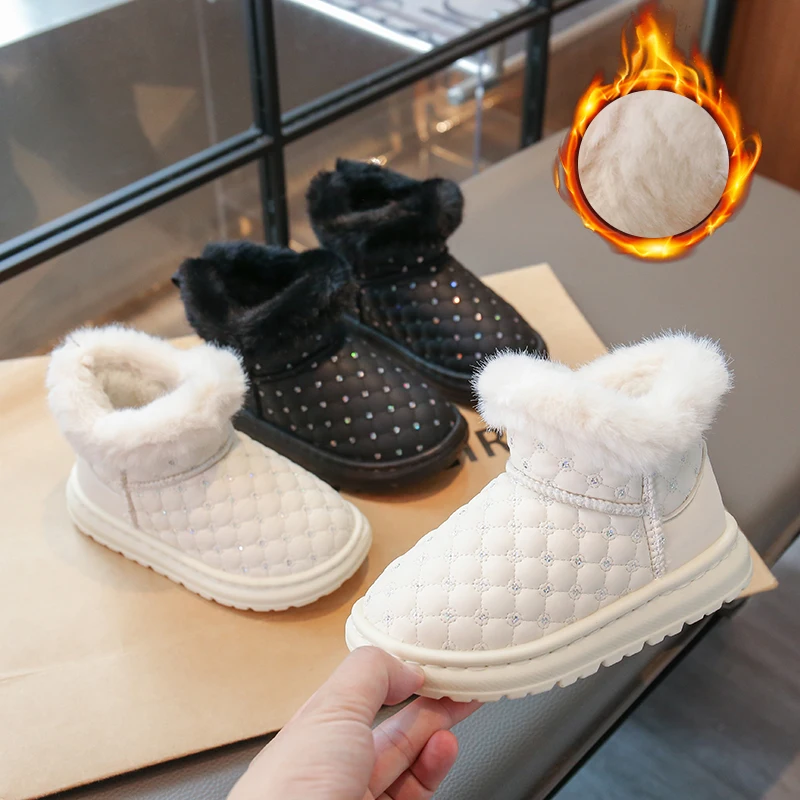 

Kids Thermal Boots Plush Warm Children Snow Boots Soild Color Versatile 2025 Winter New Boys Girls Casual Boots Fashion Soft