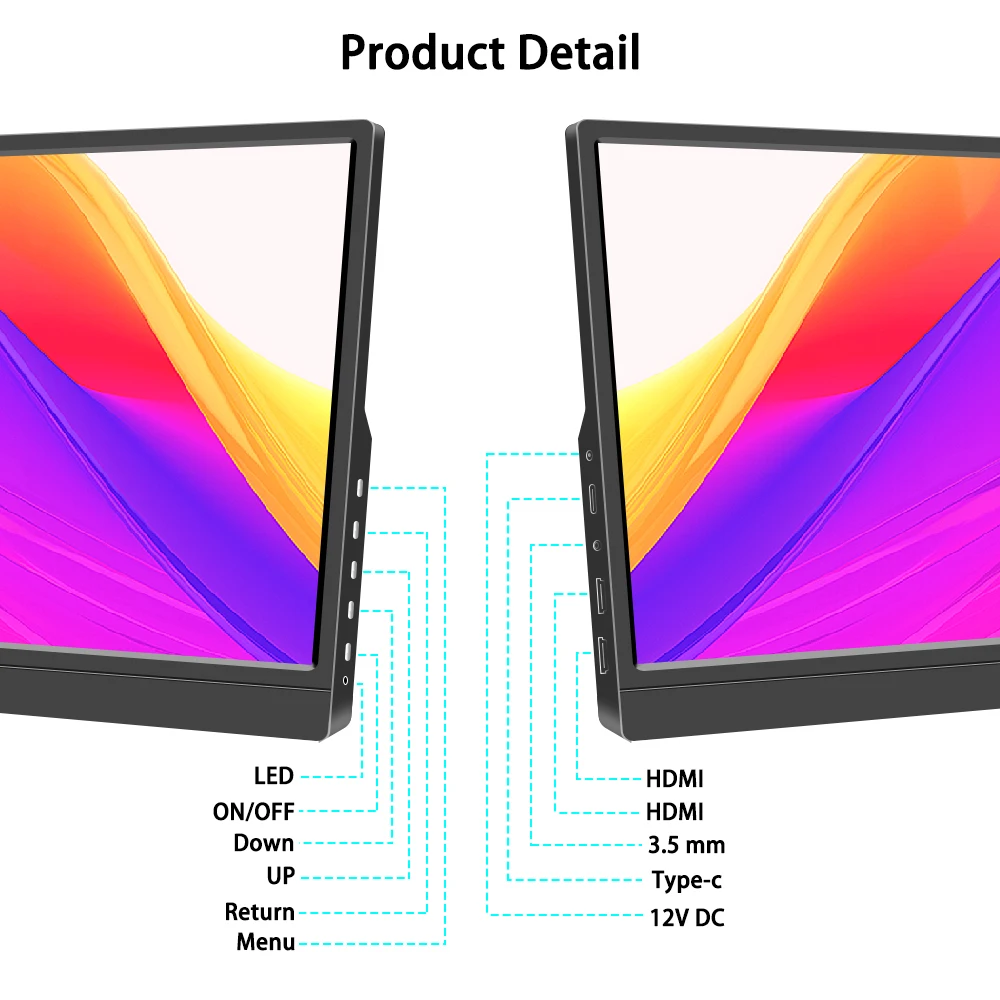 Imagem -04 - Monitor Portátil para pc Gamer Painel Tft Lcd Display hd Compatível com Switch Xbox Renderizado 11.6 1366x768