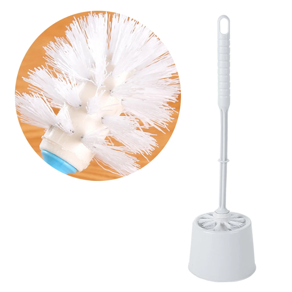 

Toilet Brush Set with Lid Dense Bristles Long Handle Cleaner Bowl Compact Holder Bathroom Bracket Home Supplies