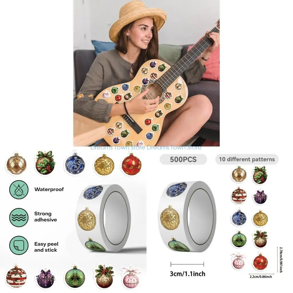 

HX6A Cartoon Christmas Stickers Durability PVC Tablets Skin Holiday Party Decorations Easy Peeling Not Leave Residues 1Roll