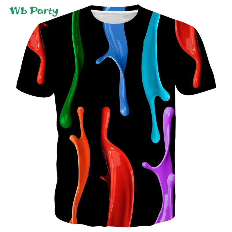 

Мужская футболка с 3D цветной рисунком, новая летняя уличная мужская футболка с коротким рукавом, модная дышащая мужская одежда, мужской топ с круглым вырезом
