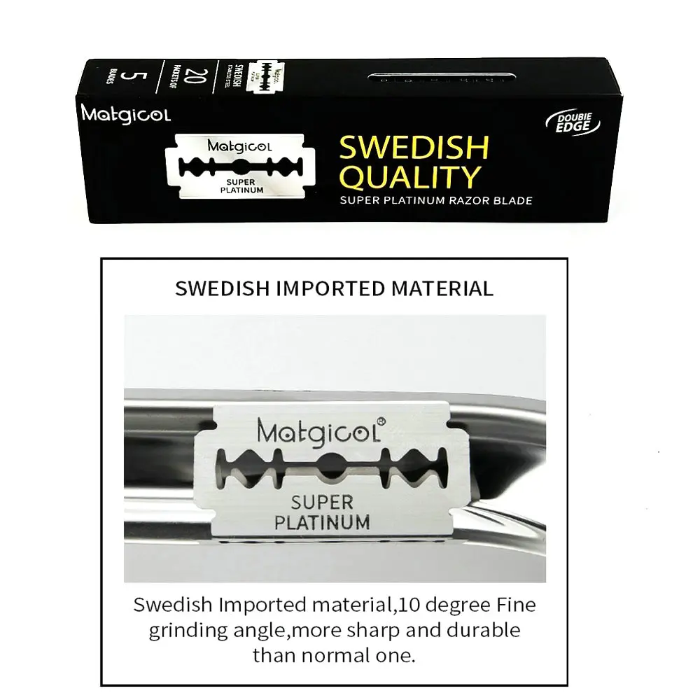 100 Pack Super Platinum Double Edge Razor Blade for Shaving Mens Razor Blades one blade razor Ultra-sharp Stainless Steel