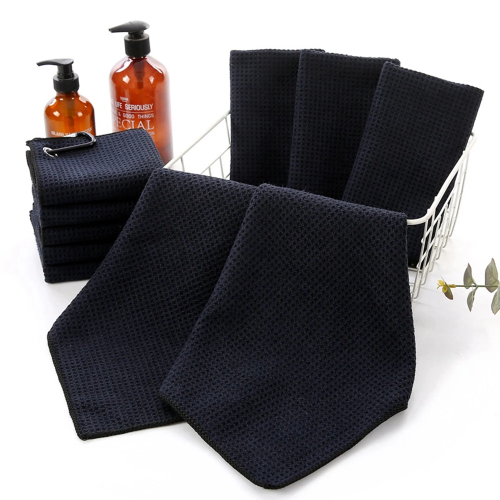 Black Microfiber Balls Hands Golf Towel With Carabiner Hook Cleaning Towels Cleans Clubs