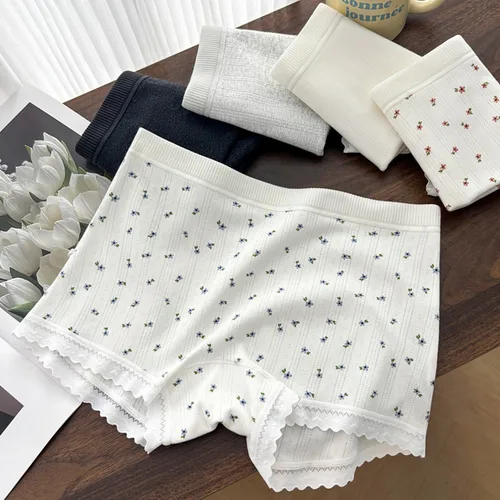 Imagen 2 del producto 5PCS Ropa Interior Sexy y Delgada para Mujer, Panties Suaves Tipo Bóxer, Cómodos, de Cintura Media, Transpirables, de Encaje, Sin Costuras