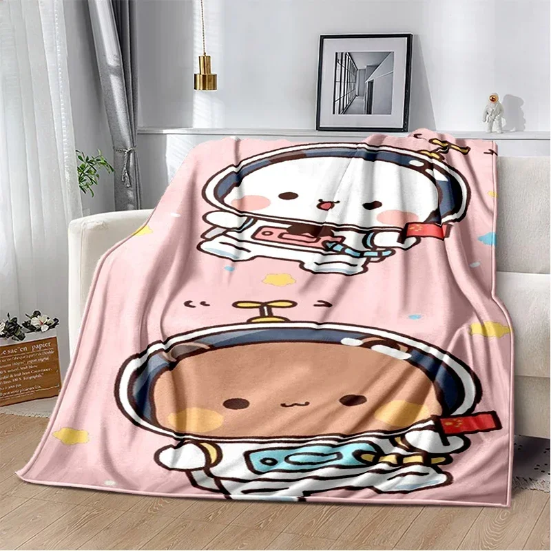 Couverture ours et Pa imprimée de dessin animé, série Bubu Dudu mignonne, flanelle chaude pour enfants, lit doux et confortable pour la maison