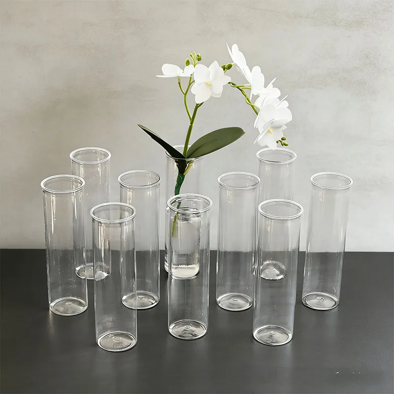 15/20pcs Clear Plastic Cylinder Vases Bulk Transparent Flower Vases for Tabletop Arrangement Wedding Centerpiece Home Decor