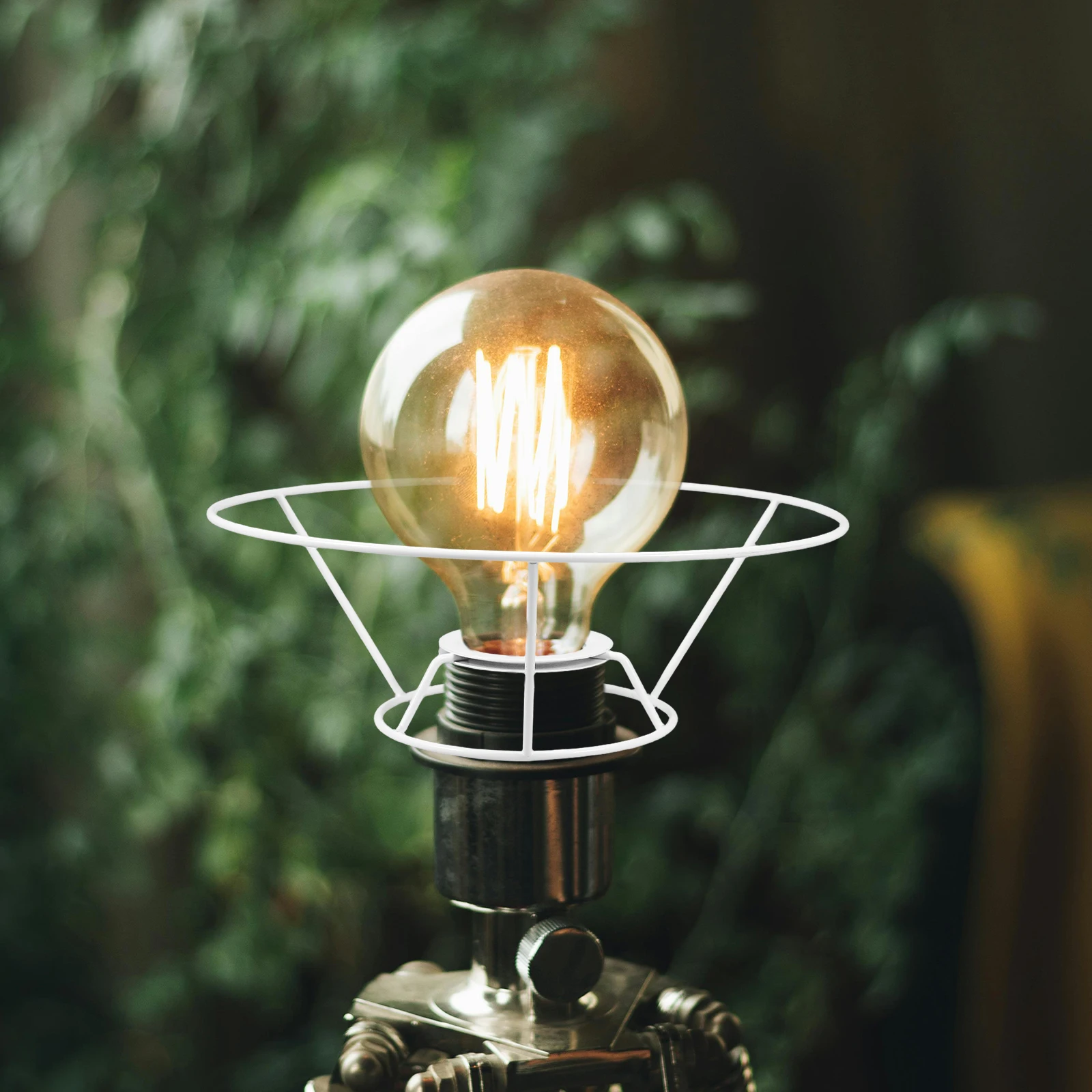 

H woven Lampshade Metal Light Cover 4.1cm Hole Diameter Wire Frame Vintage Pendant Shade Replacement White Color