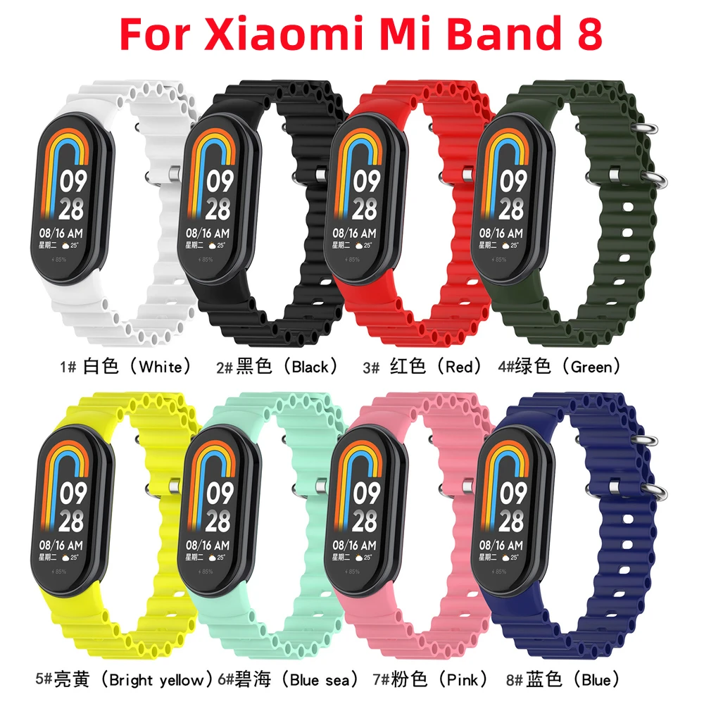 Strap For Xiaomi Mi Band 8 7 6 5 4 3 Smart Bracelet Sport Wrist Replacement Soft Silicone Ocean Strap For Mi band 5 7 8 Wristban