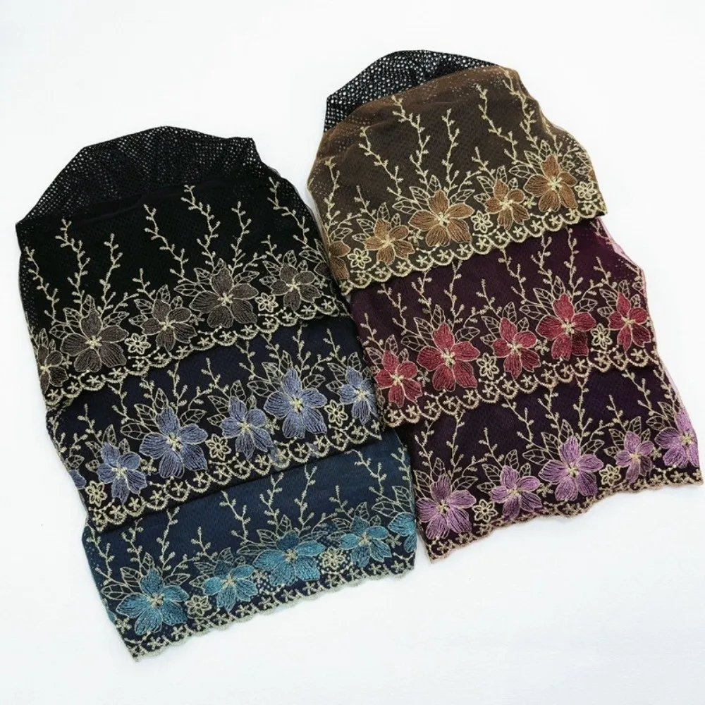 

Мягкая кружевная шапка-бини с вышивкой цветами, дышащая, без козырька, для пожилых женщин и девушек