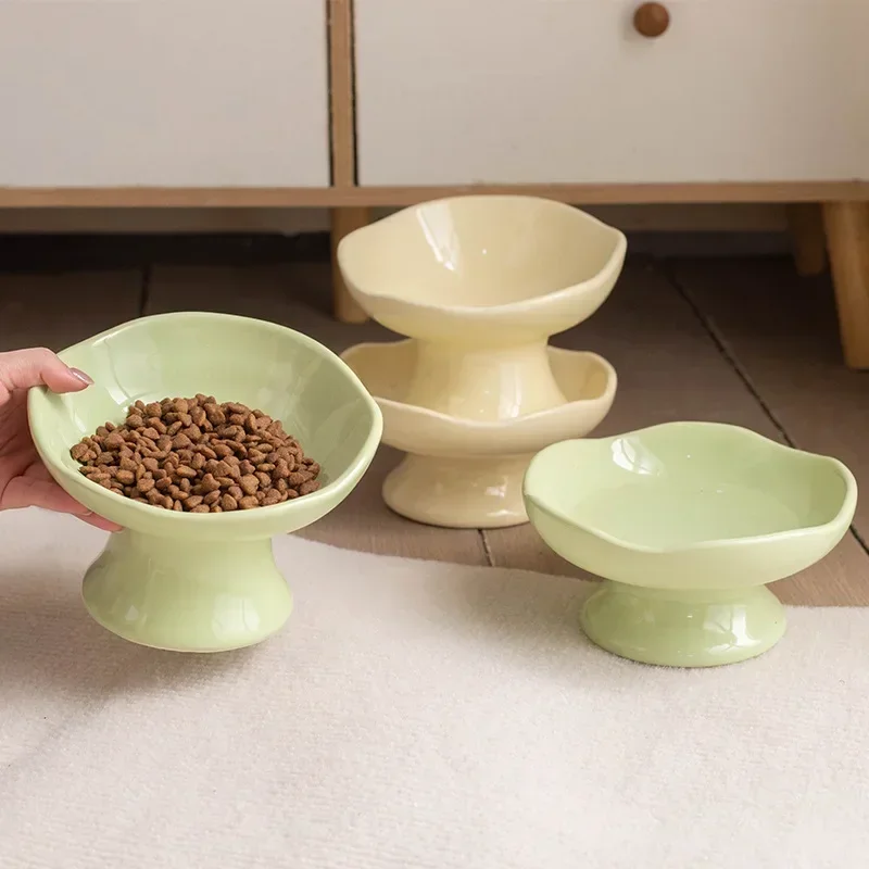 Cat Bowl Ceramic Pet Feeders Food Water Bowl Anti-upset