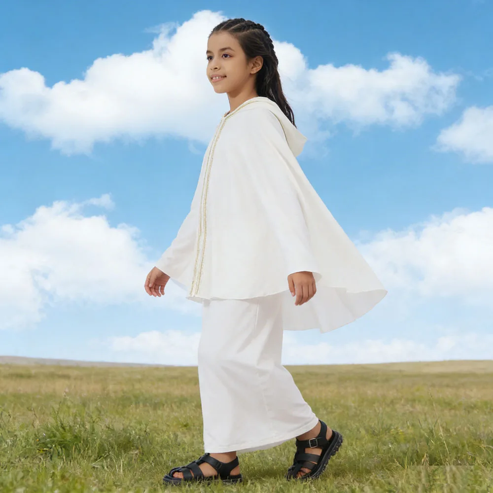 

Детский мусульманский хиджаб с капюшоном, платье для молитвы, комплект из химара и юбки для девочек, абайя, полностью закрывающий наряд, одежда для Рамадана