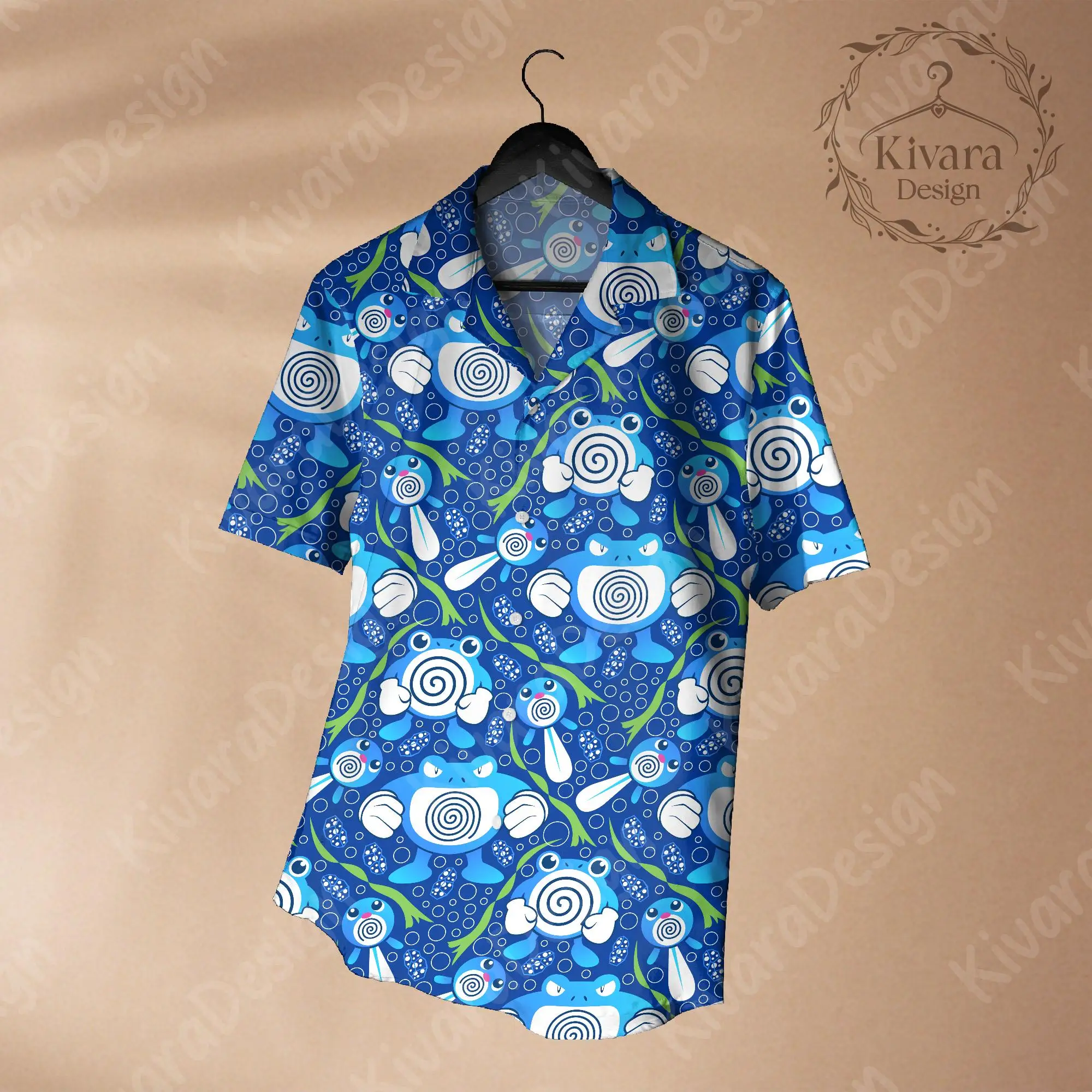 Poli Evolution Hawaiian Shirt Pokémon Anime POLIWHIRL Grafik-T-Shirt Sommer Freizeit Herren-T-Shirt Kinderbekleidung T-Shirt Y2k Frau – Detail 3