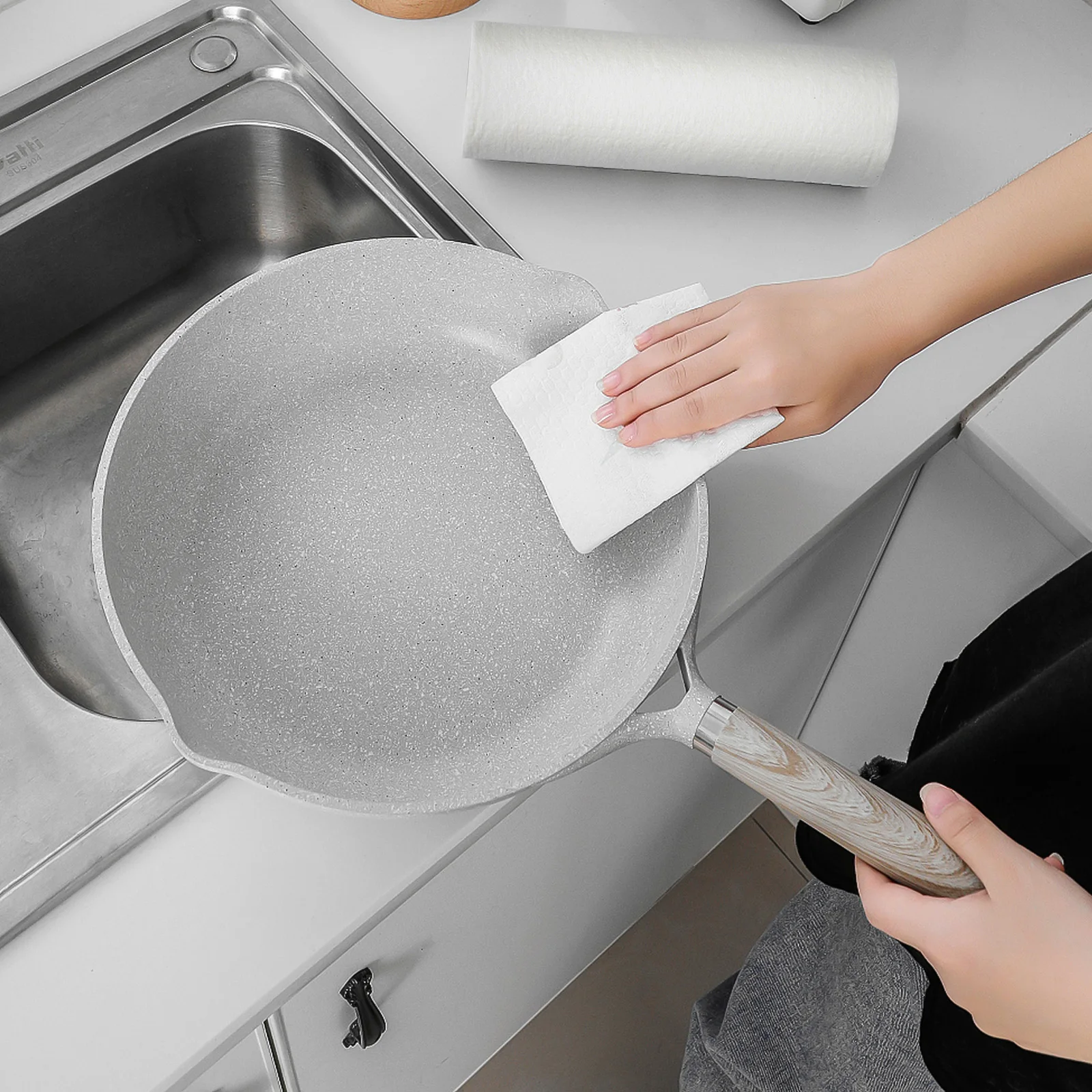 

2 Rolls Kitchen Paper Towel Quick Dry Cleaning Cloths Household Accessories Fiber Home Dishes Dishcloth Multi-function Bamboo