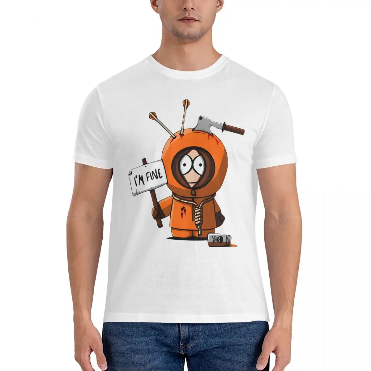 I'm Fine Men's T Shirt S-South Parks Awesome Tees Short Sleeve Round Collar T-Shirt Pure Cotton Summer Tops