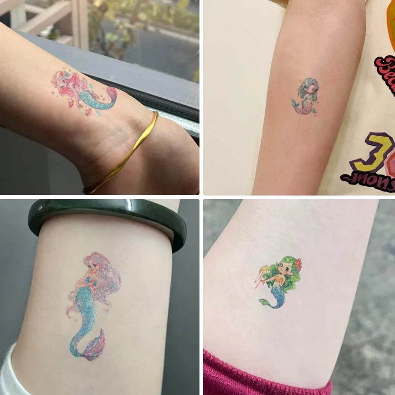 AYNKH 20 Pegatinas De Tatuajes Infantiles De Sirena Y Unicornio – Tatuajes Brillantes En La Oscuridad Para Fiestas
