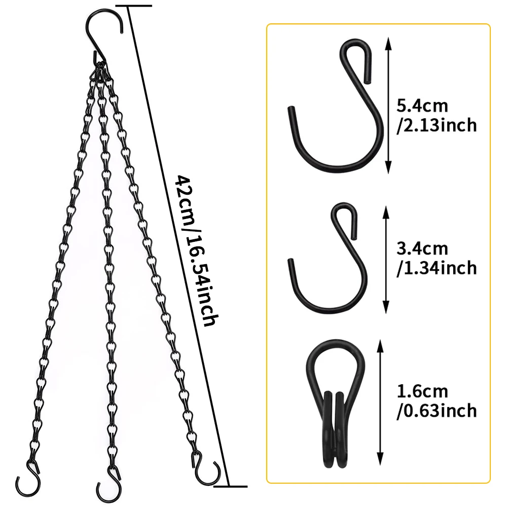40cm Imitation Rattan Hanging Basket Flower Pot Chain With 3 Hooks Basin Hydroponic Plants Plant Grow Basin Home Garden Decor