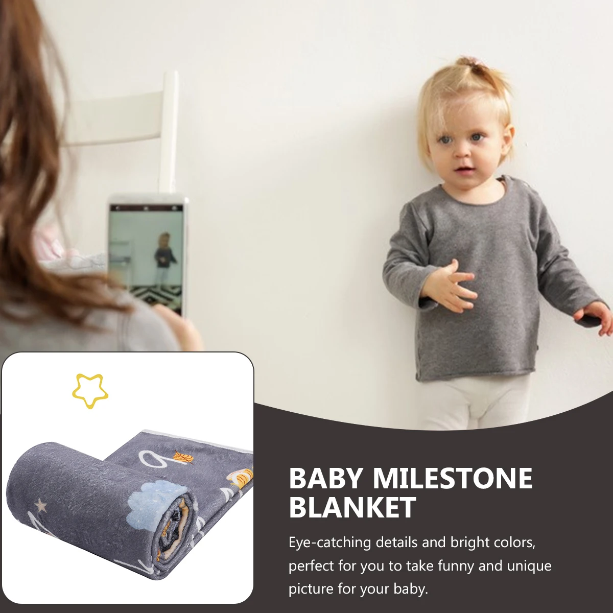 

1 set Photo Blanket Newborn Flannel Milestone Cartoon Background for Baby Month Prop Photography Studio Use Infant Photo Shoot