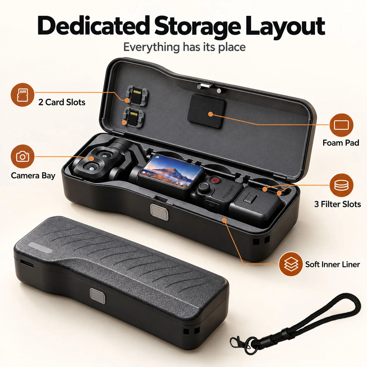 SOARSHOT PCH-826 Hard Carrying Case for DJI Osmo Pocket 4 Pro Protective Storage Box with Filter SD Card Slots