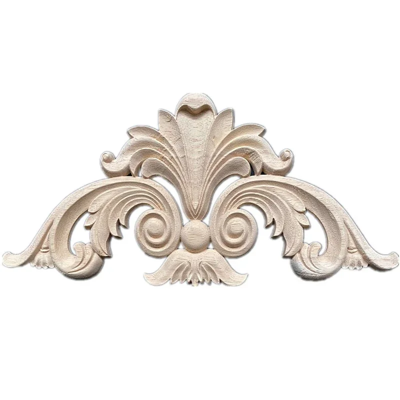 30cm Wood Appliques Onlays Unpainted DIY Decorative Wood Carved Onlay Appliques for Bed Door Cabinet Wardrobe Bedroom Furniture