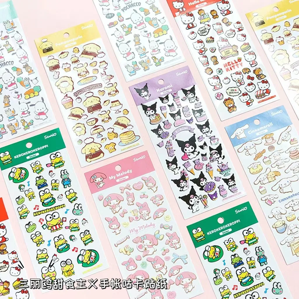 Sanrio Cute Kawaii Girl Heart Hellokitty Hellokitty Kuromi Cinnamoroll Handbook Goo Goo Card Stickers Children's Toys Gifts