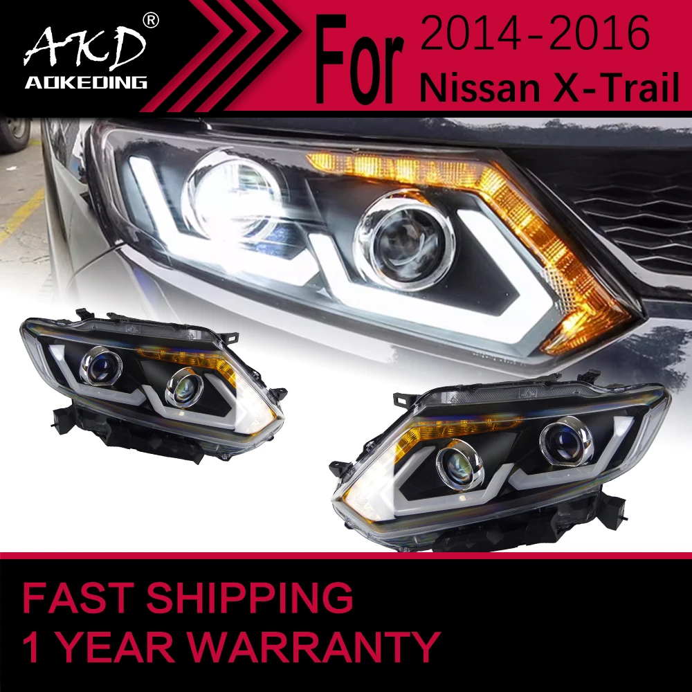 

Car Lights for Nissan X-Trail LED Headlight 2014-2016 XTrail Head Lamp Drl Dynamic Signal Projector Lens Automotive Accessories