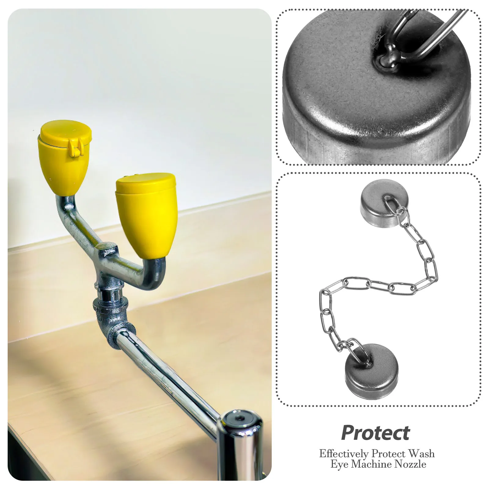 

Wash Unit Protector Dust Cover For Eye Washing Station Durable Metal Cap Compact Size Smooth Surface Long-Lasting Use Eye Wash