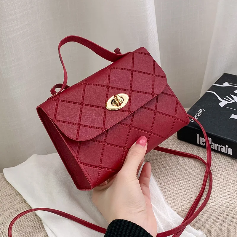 2022 New Simple Women Bags Korean Style Casual Shoulder Bag PU Solid color Female Messenger Bag Small Fresh Small Square Bag