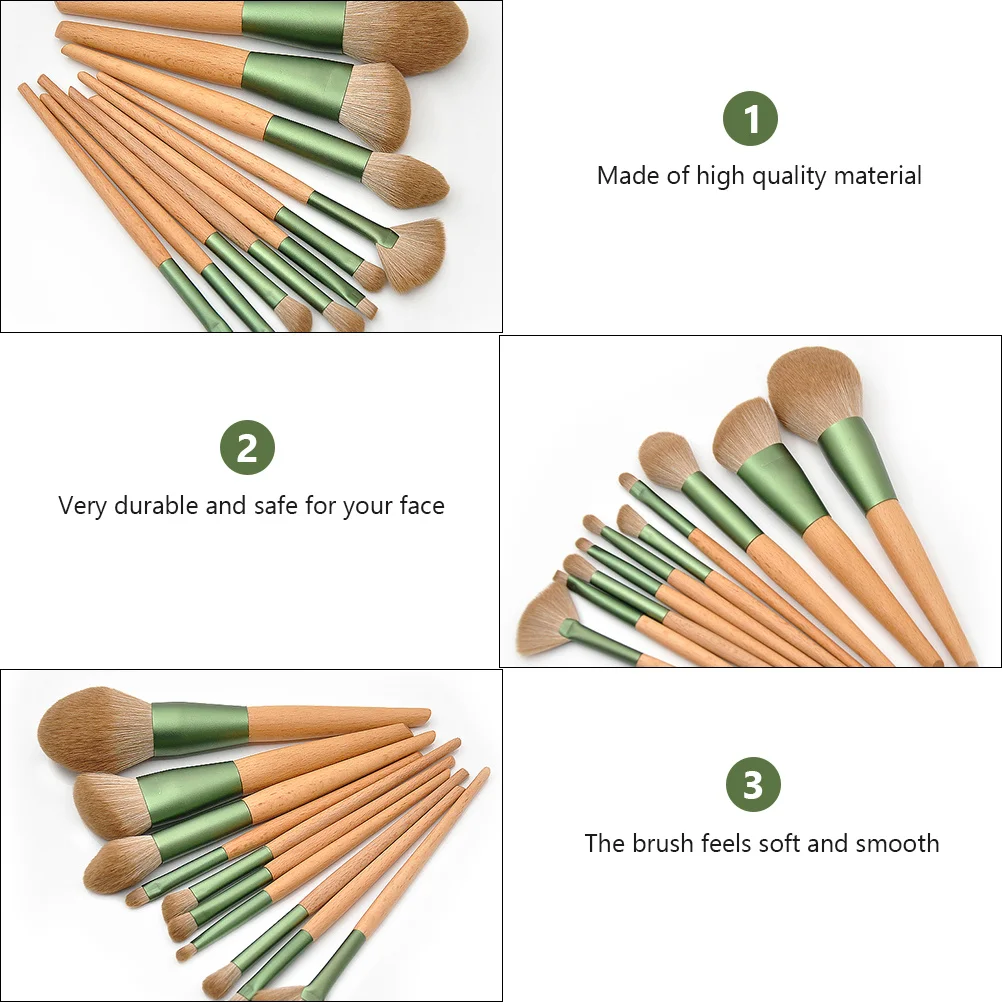 10Pcs Makeup Brush Set Wooden Handle Professional Face Powder Eyeshadow Foundation Blush Kit Face Powder Brush