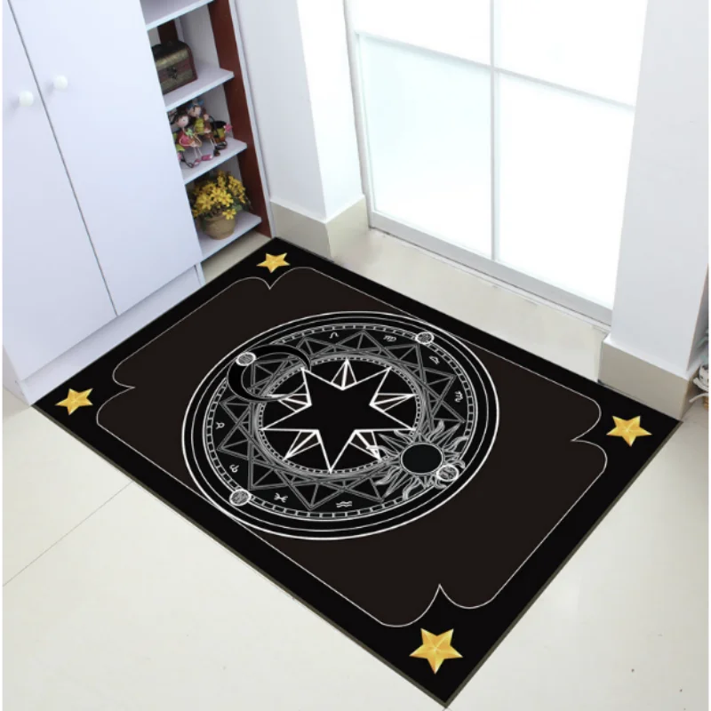 VIKAMA Tarot Wind Magic Circle Welcome Door Mat Non-Slip Entrance Mat Entryway Rug Bedroom Game Room Carpet Home Decor