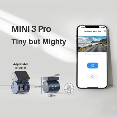 2K KAWA MINI 3 Pro Cameras for Car DVR Tiny Dash Cam 24 Parking Auto Video Recorder WiFi APP Voice Control Car dashcam
