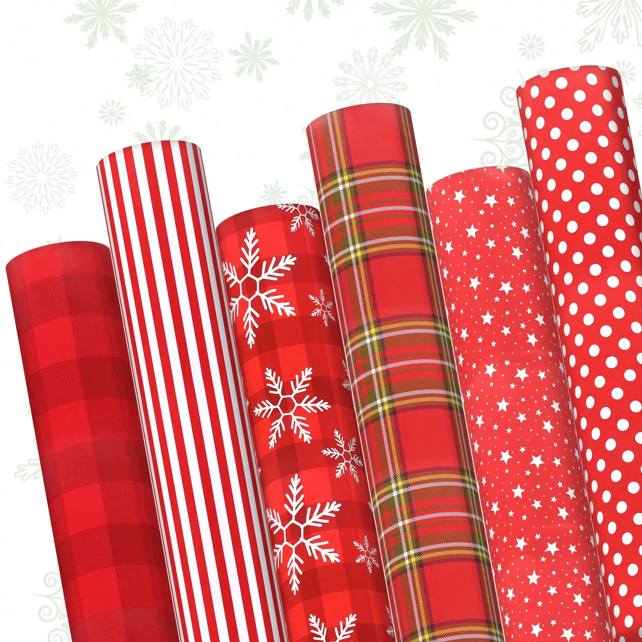 5 Stück Weihnachts-Geschenkpapier mit rotem Karomuster und Punkten, Geschenkpapier für Hochzeit, Valentinstag, Geburtstag, Geschenkpapier, Geburtstag