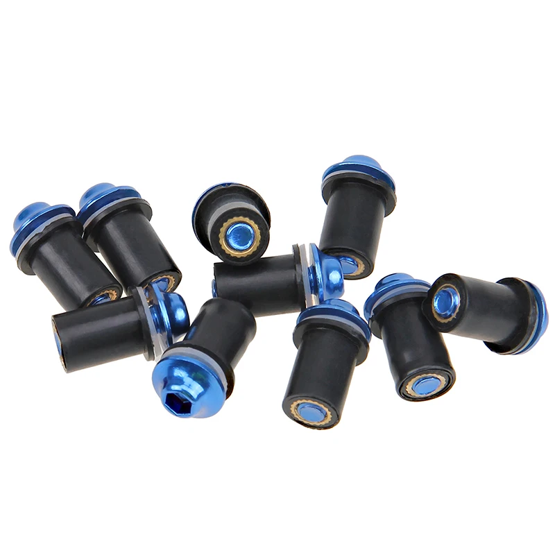 10개 알루미늄 오토바이 페어링 나사 볼트 키트 바디 패스너 오토바이 윈드스크린 윈드실드 나사 너트 볼트