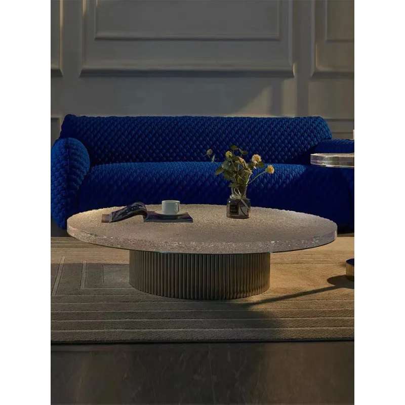 Designer water ripple countertop high-end creative round coffee table glass coffee table