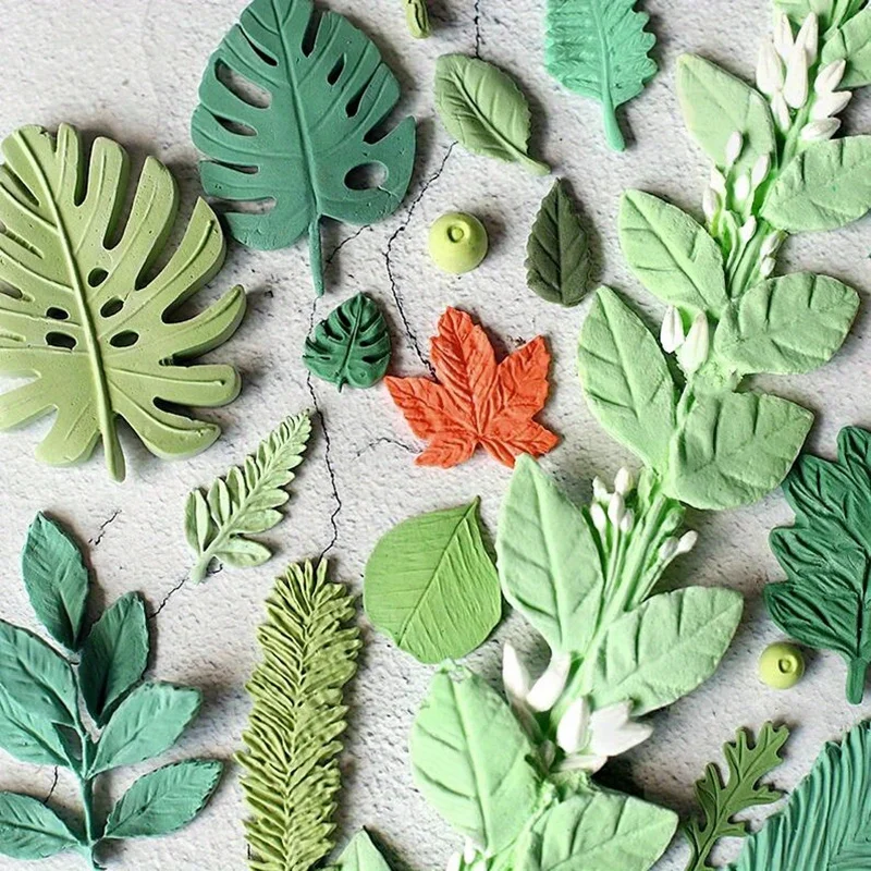 1 Stück 3D-Silikon-Blätterform – vielseitiges DIY-Dekorations- und Werkzeug mit realistischen Blattdesigns, Zubehör für künstlerische und handwerkliche Zwecke – Detail 2