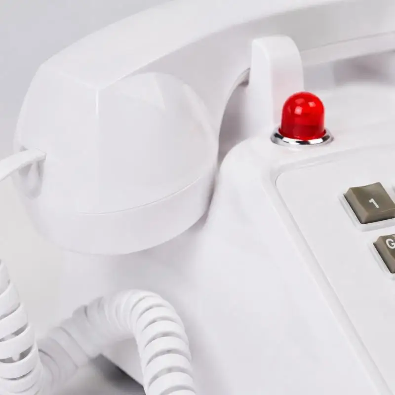 Corded Desk Telephone with Pronounced Call Sound, Traditional White Phone with Push-Button Keypad for Residential, Hotel, D2RC