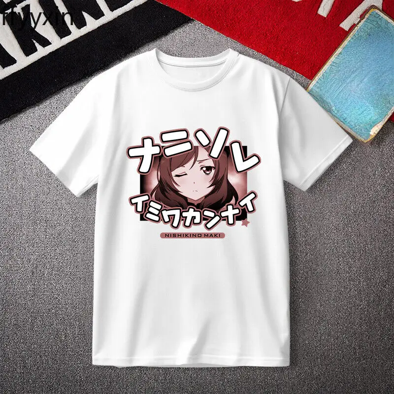 Maki Nishikino Lovelive Anime Men Women Black/White Short Sleeve T-shirt Tops