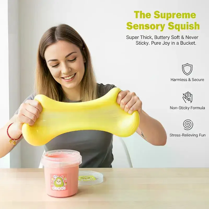 Soft Jelly Clay Liquid Slime Fake Water Squeeze Non Stick Milk Bucket Toy Stress Relief Sensory Toy Crunchy Crystal Slime