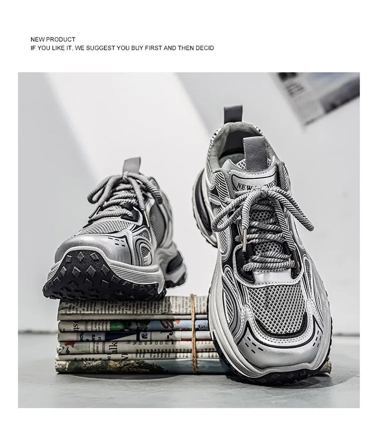 Men's Chunky Dad Sneakers Breathable Mesh Running Shoes 3 Colors – Detail 19
