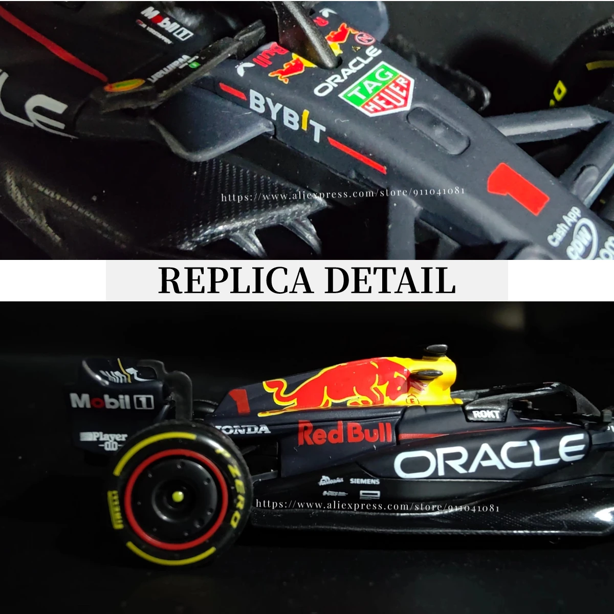 Bburago 1:43 2023 Red Bull Racing RB19 Car Model Miniature with Siganture Showcase Scale Formula 1 Diecast Replica Xmas Gift Toy