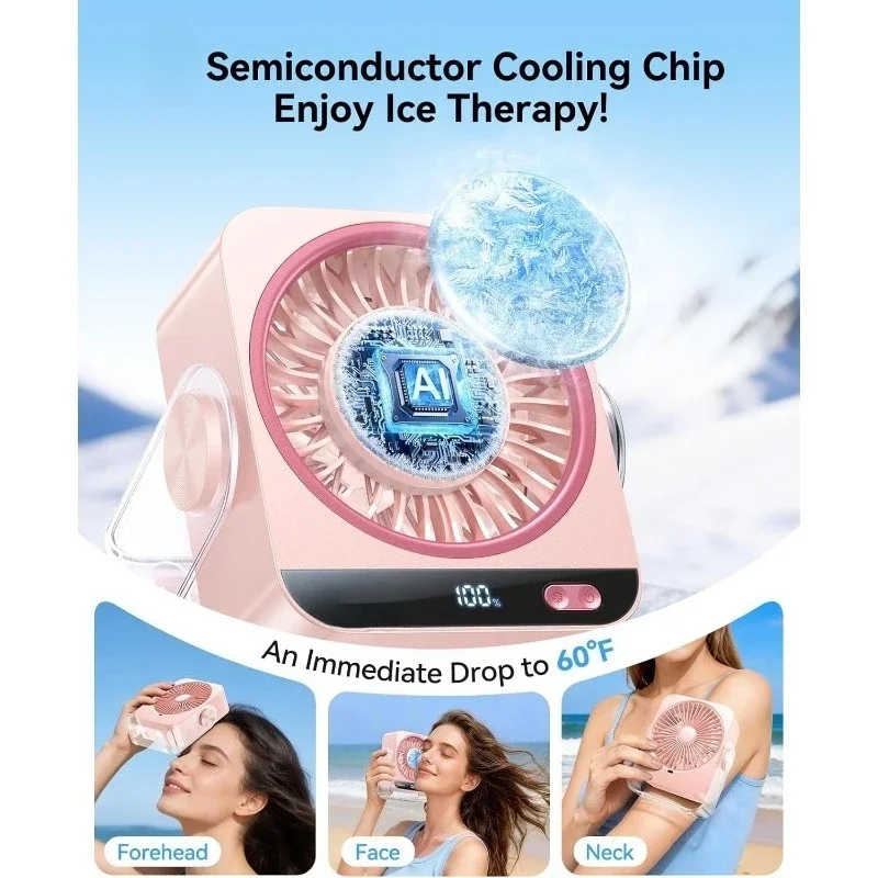 USB Desk Fan 199 Speeds Turbo Fan with Ice Cooling Digital Display Quiet Table Fan Rechargeable Battery for Bedroom Home Office
