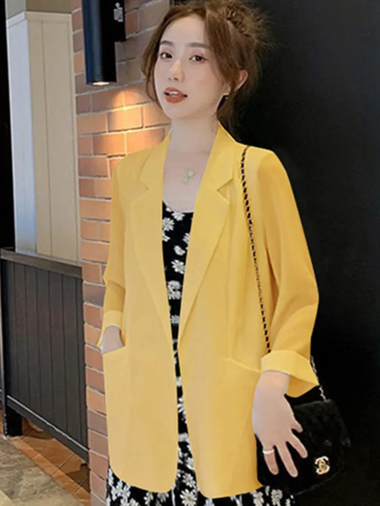 Women Solid Thin All-match Casual Preppy Style Long Sleeve Temperament Fashion Simple Solid Work Chic Vintage Blazers New